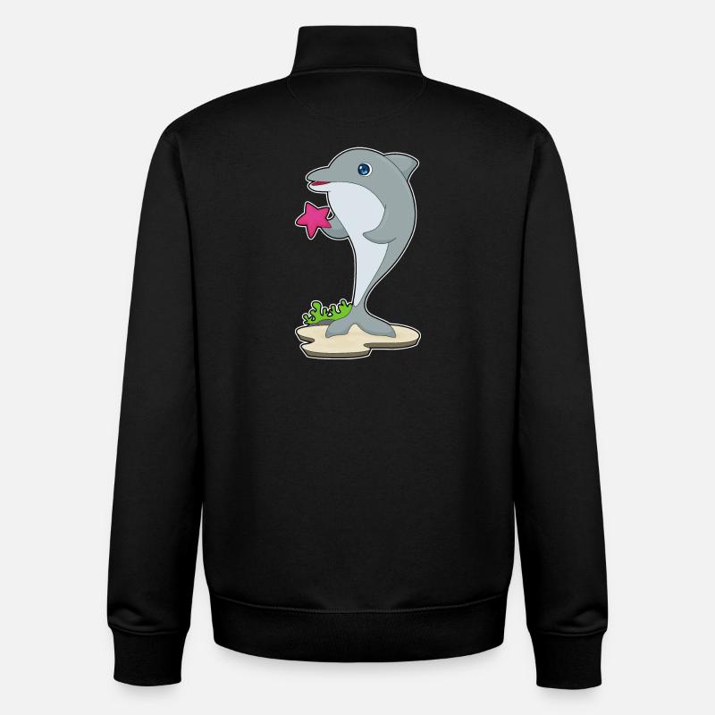 Dauphin étoile de mer - Sweat zippé unisexe en coton bio Stanley/Stella - noir