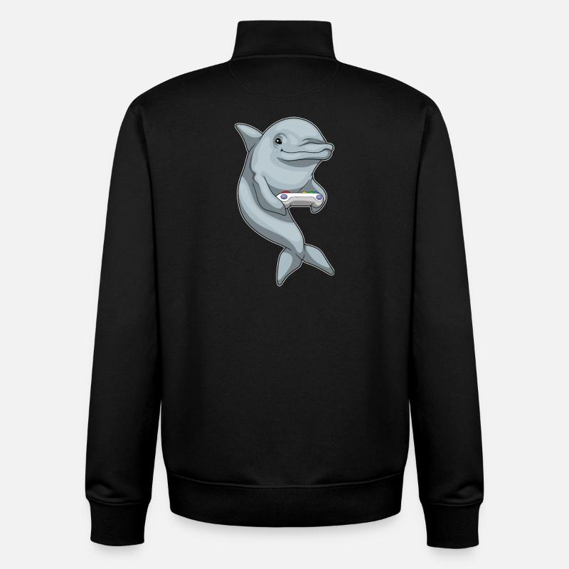 Delfin Gamer Controller - Unisex Organic Zip Sweatshirt von Stanley/Stella - Schwarz
