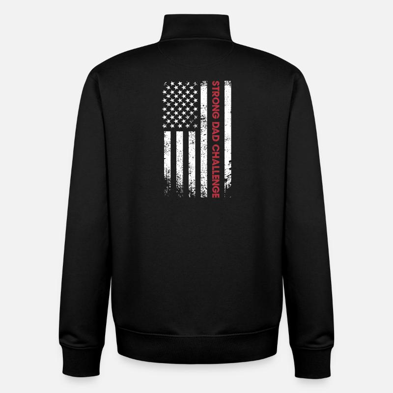 Strong Dad Challenge Flag - Unisex Organic Zip Sweatshirt by Stanley/Stella - black