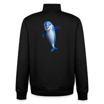Cheerful Dolphin - Unisex Organic Zip Sweatshirt by Stanley/Stella - black - Back - AI Model Male 185 light (185cm)