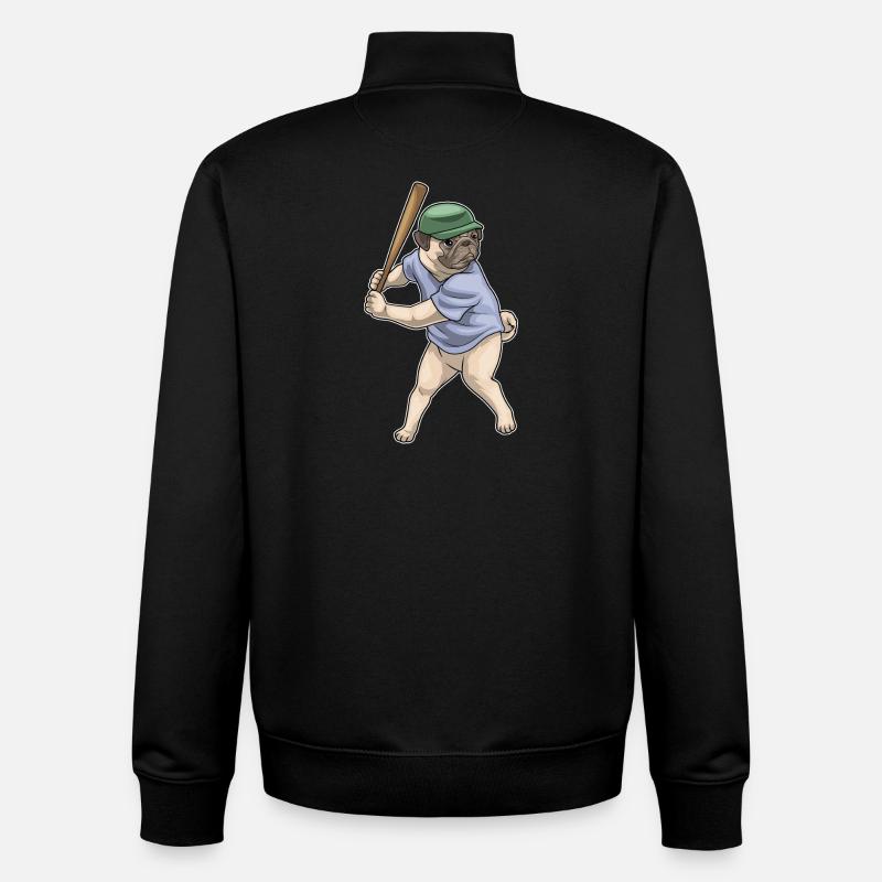 Mops Baseball Baseballschläger - Unisex Organic Zip Sweatshirt von Stanley/Stella - Schwarz