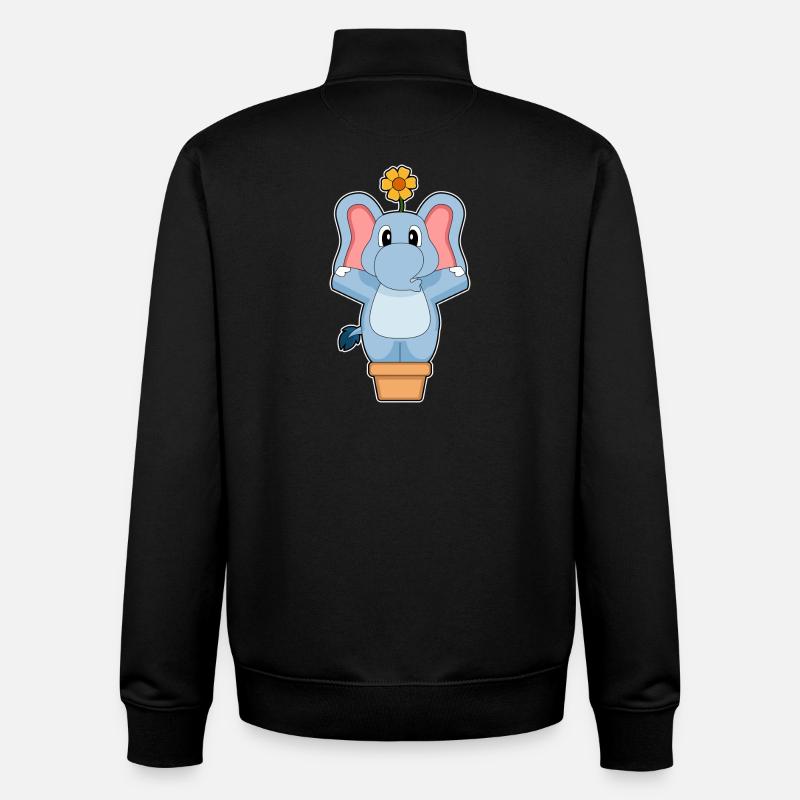 Elefant Blume - Unisex Organic Zip Sweatshirt von Stanley/Stella - Schwarz