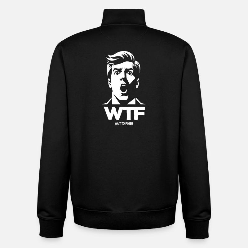 Überraschter Mann mit WIF-Text - Unisex Organic Zip Sweatshirt von Stanley/Stella - Schwarz