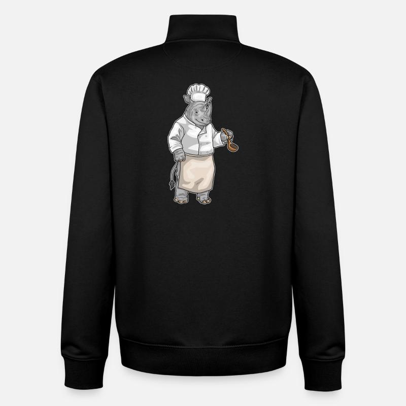 Rhinocéros Cuisson Cuisson Cuiller Cuisson - Sweat zippé unisexe en coton bio Stanley/Stella - noir