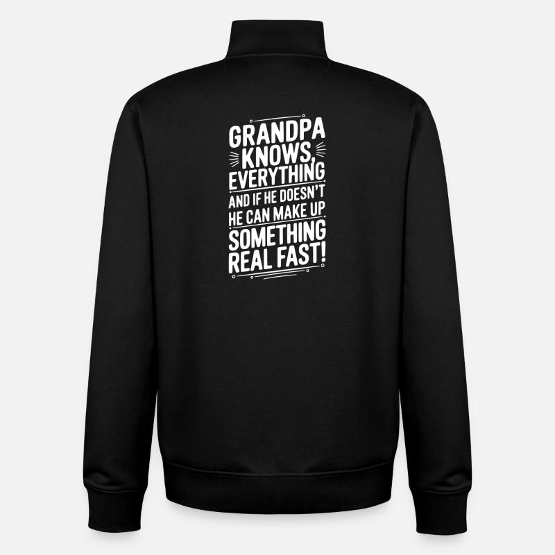 Papi sait tout Grand-père - Sweat zippé unisexe en coton bio Stanley/Stella - noir