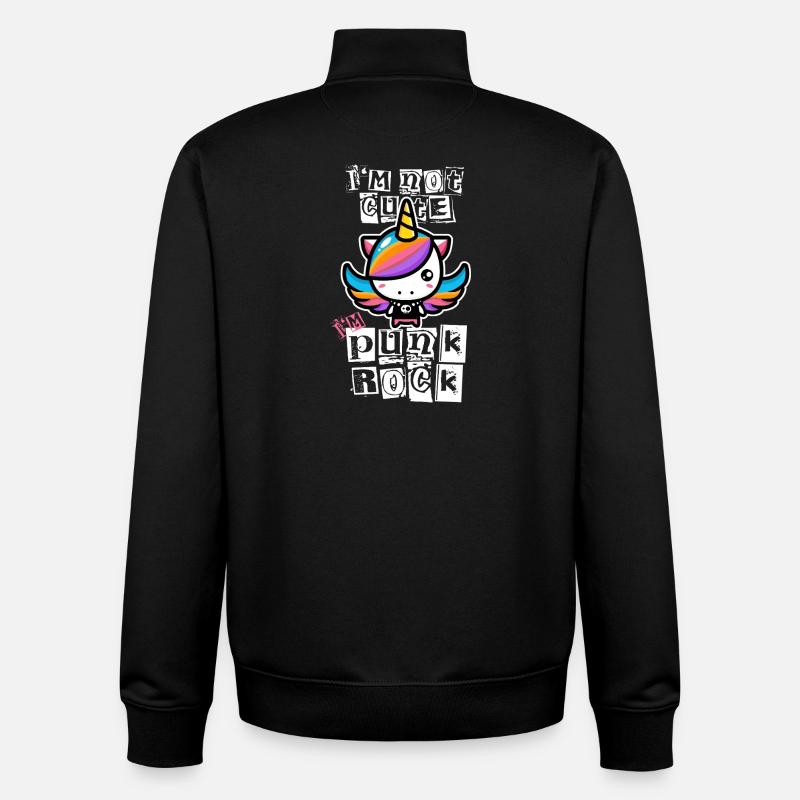 Licorne Punk Rock - Sweat zippé unisexe en coton bio Stanley/Stella - noir