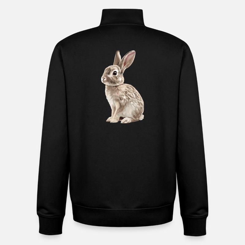 Lapin Lapin - Sweat zippé unisexe en coton bio Stanley/Stella - noir