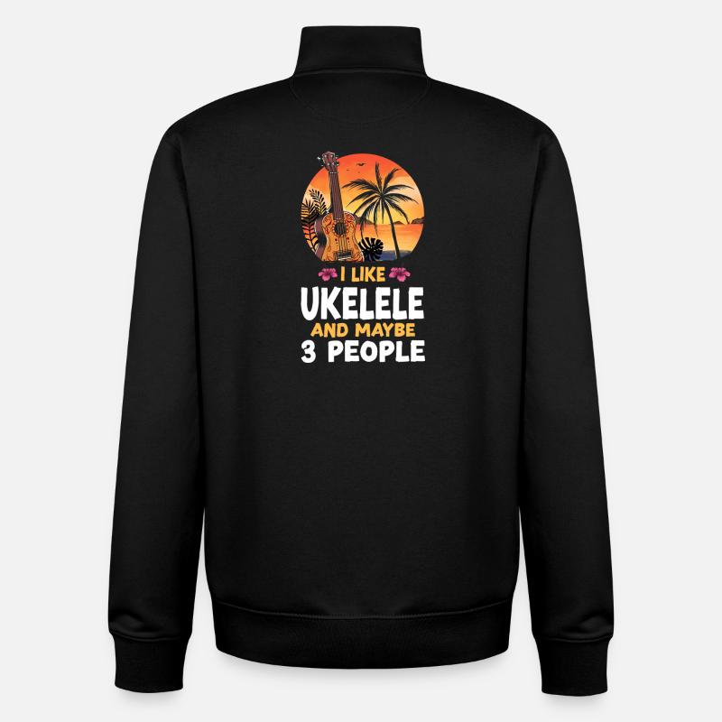 Ukulélé hawaïen que j’aime - Sweat zippé unisexe en coton bio Stanley/Stella - noir