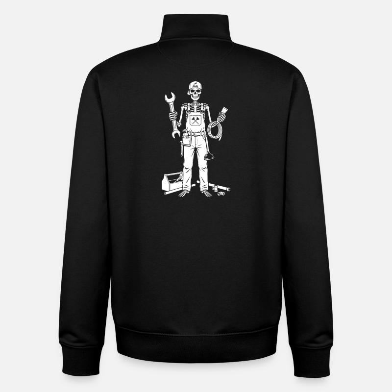 Skeleton Mechanic with Tools - Unisex Organic Zip Sweatshirt by Stanley/Stella - black