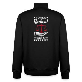 radicalized by fundamental - Unisex Organic Zip Sweatshirt by Stanley/Stella - black - Back - AI Model Male 185 light (185cm)
