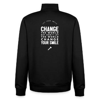 Sourire Change The World Citation White - Sweat zippé unisexe en coton bio Stanley/Stella - noir - Dos - AI Model Male 185 light (185cm)