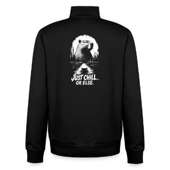 Just Chill Or Else Capybara - Unisex Organic Zip Sweatshirt by Stanley/Stella - black - Back - AI Model Male 185 light (185cm)