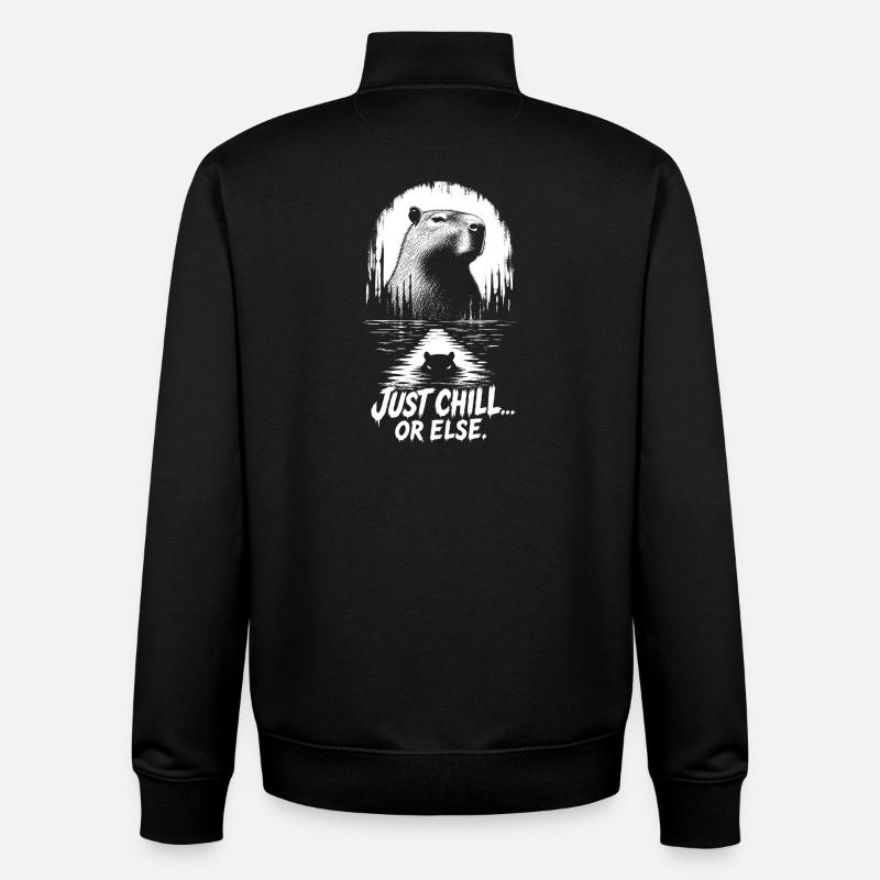 Just Chill Or Else Capybara - Unisex Organic Zip Sweatshirt von Stanley/Stella - Schwarz