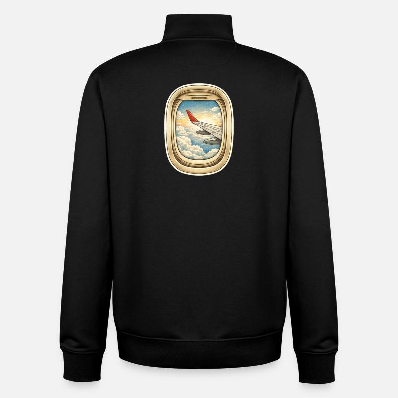 Window flight over cloud streaks - Unisex Organic Zip Sweatshirt by Stanley/Stella - black
