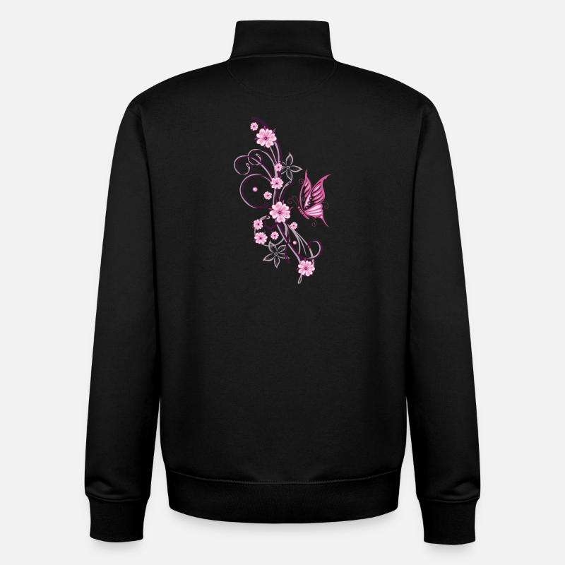 Fleurs de cerisier Fleurs Printemps Sakura - Sweat zippé unisexe en coton bio Stanley/Stella - noir