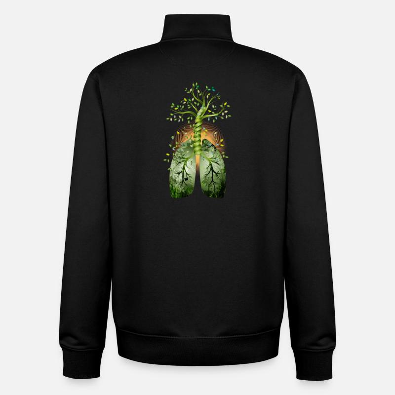 La forêt, le poumon vert. Arbre avec poumon - Sweat zippé unisexe en coton bio Stanley/Stella - noir