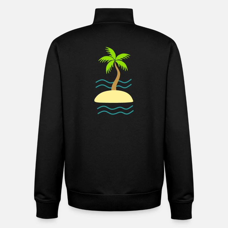 Palmier vert île mer - Sweat zippé unisexe en coton bio Stanley/Stella - noir
