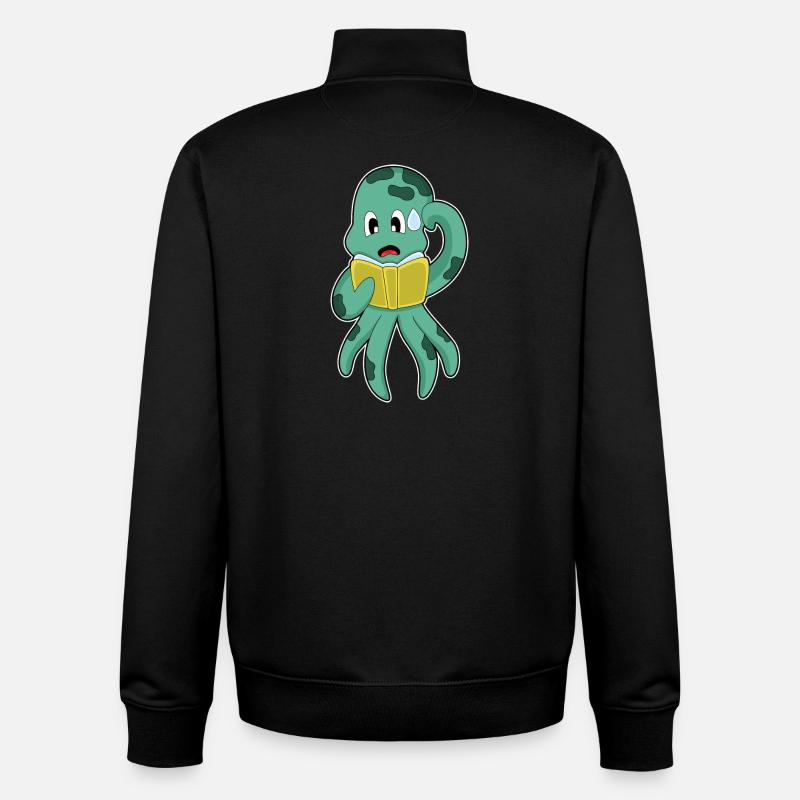 Livre Octopus Nerd - Sweat zippé unisexe en coton bio Stanley/Stella - noir