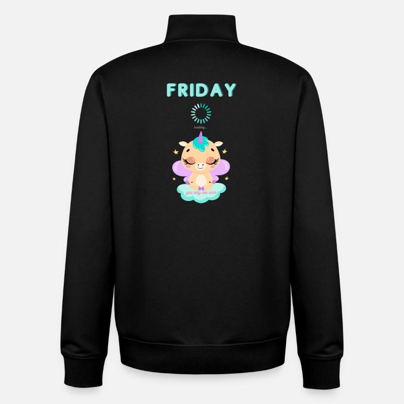 Vendredi chargement, vous ne vivez qu’une fois,Week-end - Sweat zippé unisexe en coton bio Stanley/Stella - noir
