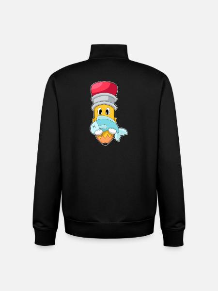 Crayon, Pêcheur, Poisson, Pêche - Sweat zippé unisexe en coton bio Stanley/Stella - noir