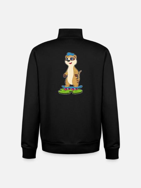 Meerkat Skater Skateboard - Unisex Organic Zip Sweatshirt by Stanley/Stella - black
