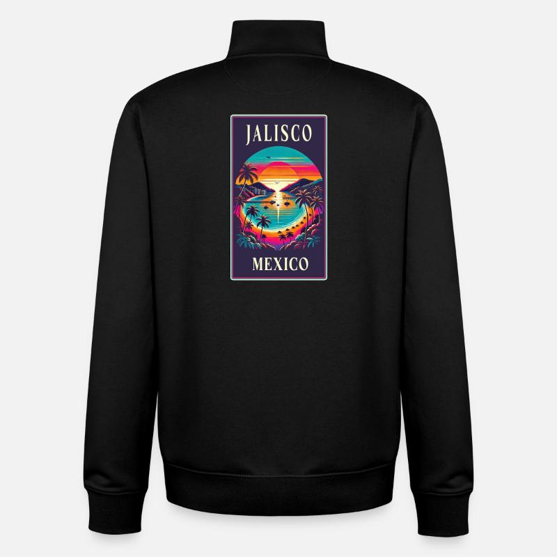 Motif de palmier Jalisco Mexico - Sweat zippé unisexe en coton bio Stanley/Stella - noir