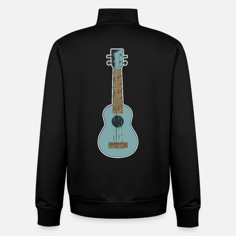 Ukulélé rétro - Sweat zippé unisexe en coton bio Stanley/Stella - noir