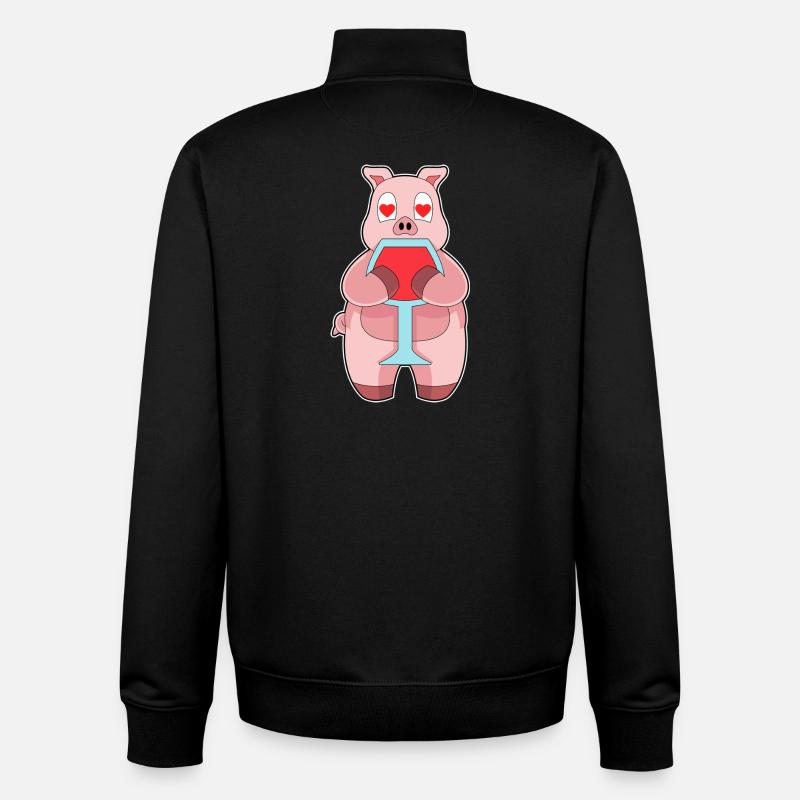 Pork Red Wine - Unisex Organic Zip Sweatshirt by Stanley/Stella - black