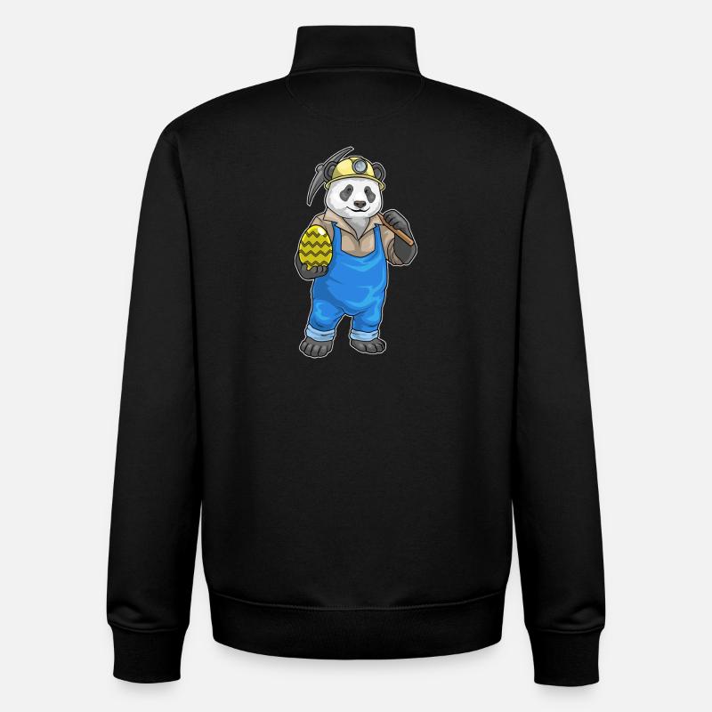 Panda Easter Mining - Unisex Organic Zip Sweatshirt by Stanley/Stella - black