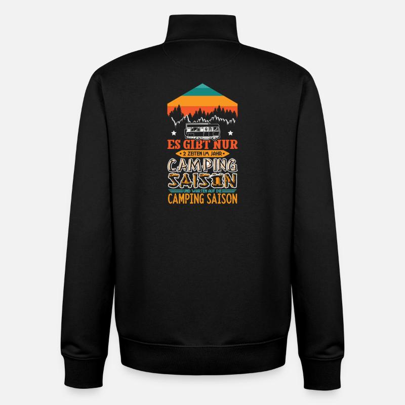 Camper Camping Caravane Dicton - Sweat zippé unisexe en coton bio Stanley/Stella - noir