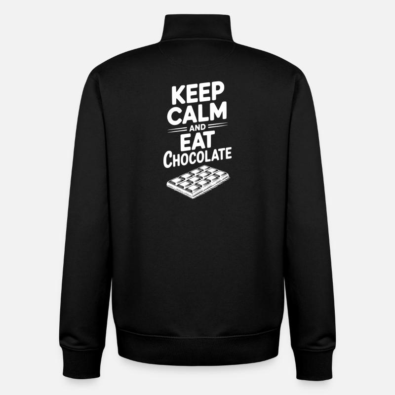 Keep Calm and Eat Chocolate - Unisex Organic Zip Sweatshirt by Stanley/Stella - black