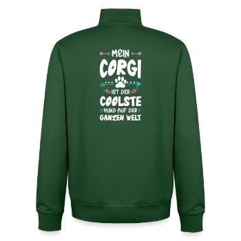 Dicton de chien corgi - Sweat zippé unisexe en coton bio Stanley/Stella - vert bouteille - Dos - AI Model Male 185 dark (185cm)