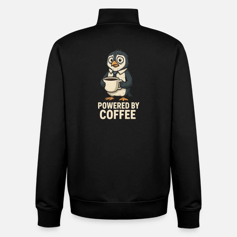 Coffee penguin with style - Unisex Organic Zip Sweatshirt by Stanley/Stella - black