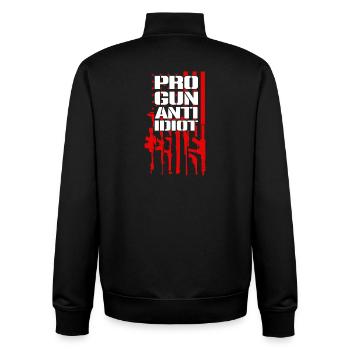 Pro-guns, anti-idiot - Unisex Organic Zip Sweatshirt by Stanley/Stella - black - Back - AI Model Male 185 light (185cm)