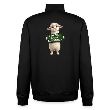 Mutiges Lamm Schildmotiv - Unisex Organic Zip Sweatshirt von Stanley/Stella - Schwarz - Hinten - AI Model Male 185 light (185cm)