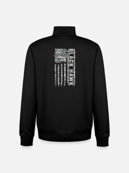 Black Hawk military helicopter with American - Unisex Organic Zip Sweatshirt by Stanley/Stella - black