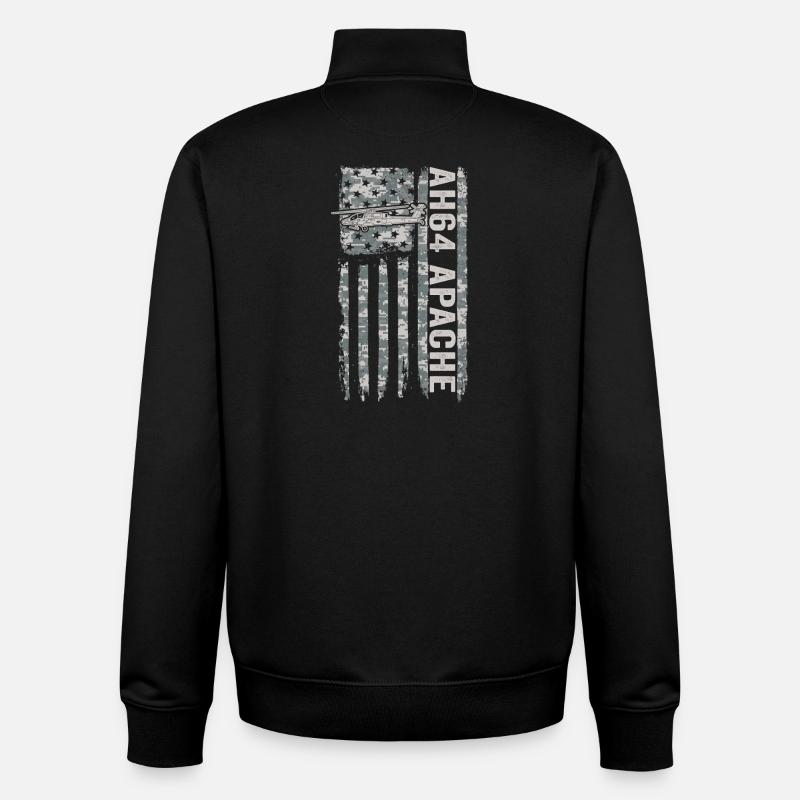 AH-64 Apache helicopter with American flag - Unisex Organic Zip Sweatshirt by Stanley/Stella - black