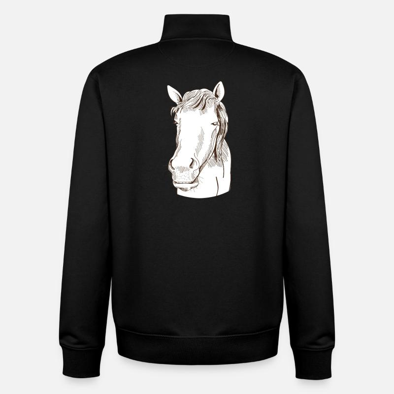 Cheval - Sweat zippé unisexe en coton bio Stanley/Stella - noir
