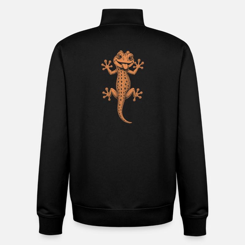 Gecko - Sweat zippé unisexe en coton bio Stanley/Stella - noir