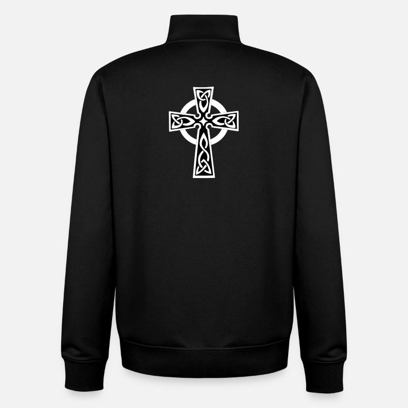 Celtique blanche ou croix celtique - Sweat zippé unisexe en coton bio Stanley/Stella - noir