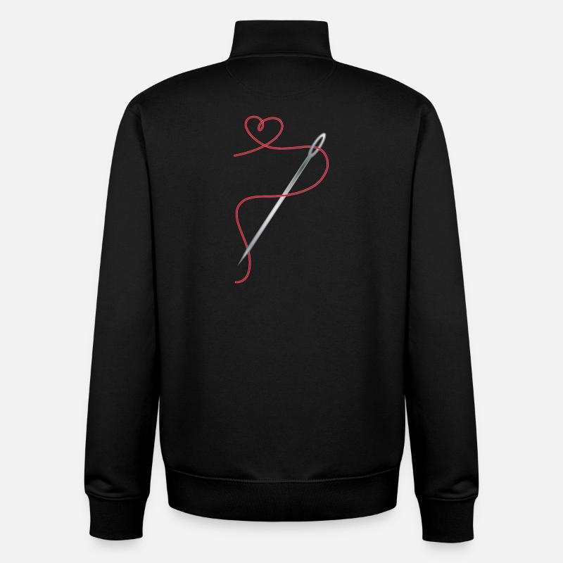 Aiguille et fil à coudre avec cœur - Sweat zippé unisexe en coton bio Stanley/Stella - noir