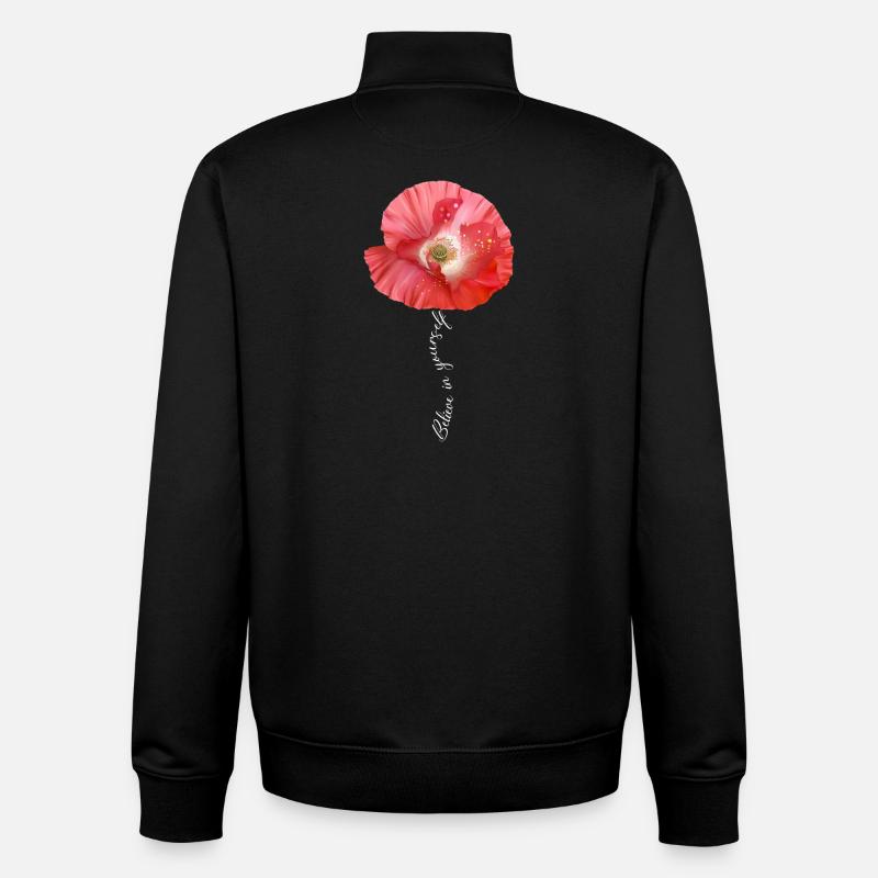 Roter Mohn Garten Blumen - Unisex Organic Zip Sweatshirt von Stanley/Stella - Schwarz