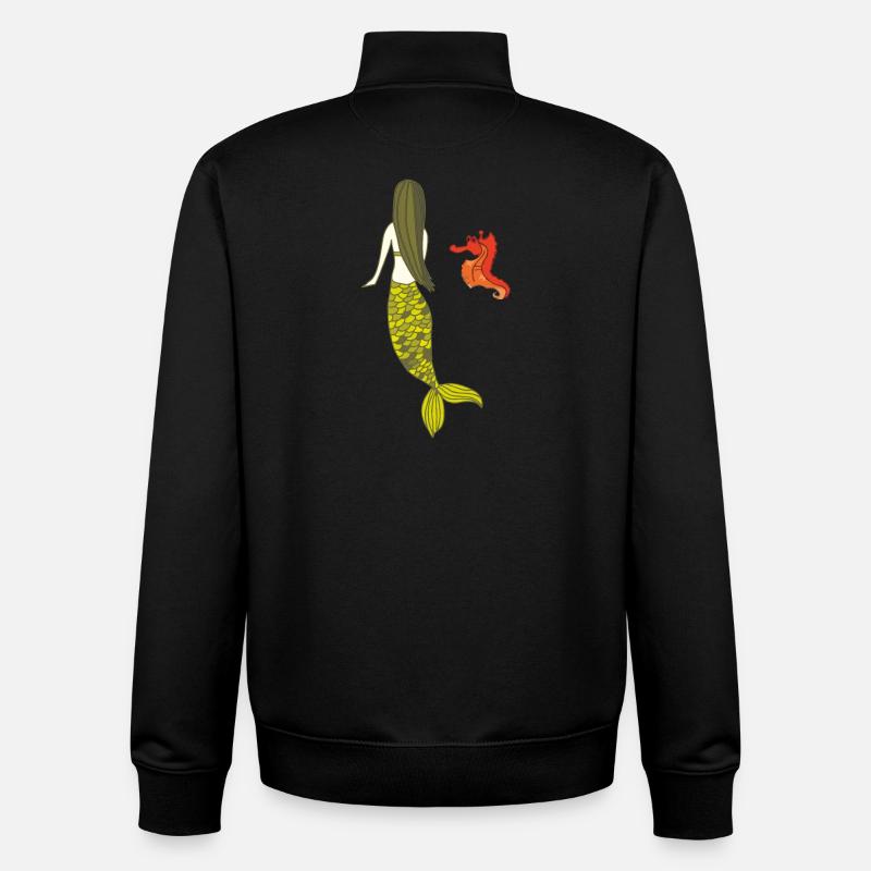 Date de sirène avec hippocampe - Sweat zippé unisexe en coton bio Stanley/Stella - noir