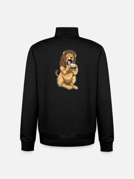 Lion Cheeseburger - Unisex Organic Zip Sweatshirt by Stanley/Stella - black