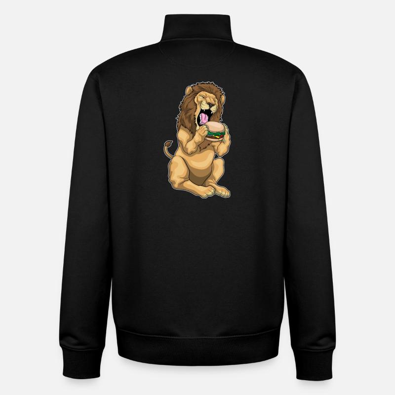 Lion Burger - Sweat zippé unisexe en coton bio Stanley/Stella - noir