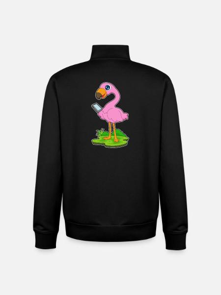 Flamingo Smartphone - Unisex Organic Zip Sweatshirt by Stanley/Stella - black