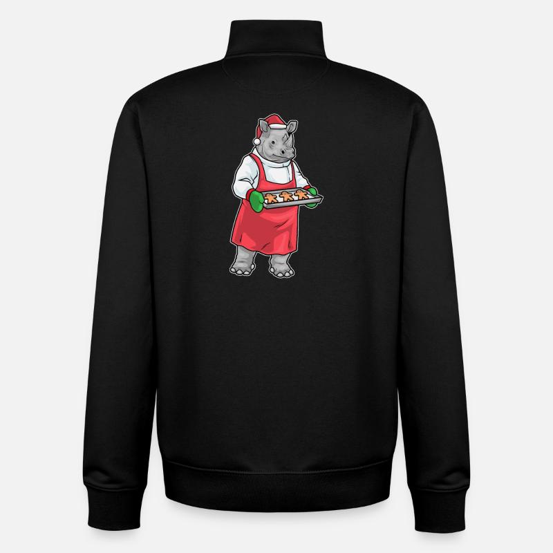 Rhino Christmas Baker - Sweat zippé unisexe en coton bio Stanley/Stella - noir