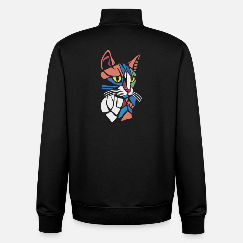 Abstrait géométrique amoureux des chats - Sweat zippé unisexe en coton bio Stanley/Stella - noir