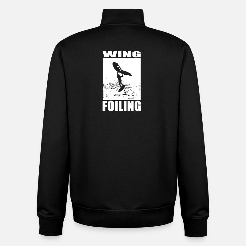 Motif de wing foil - Sweat zippé unisexe en coton bio Stanley/Stella - noir