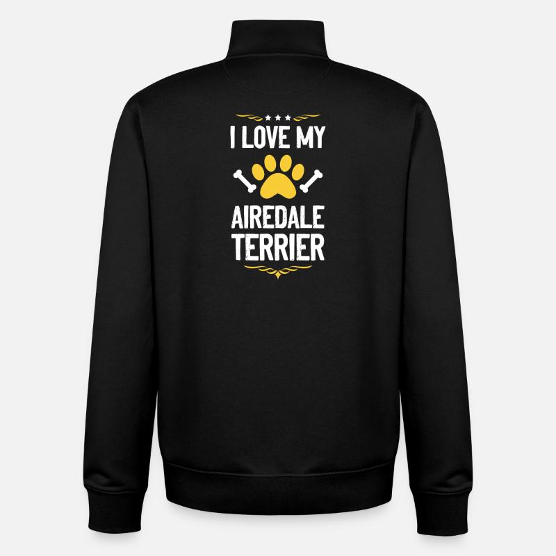 J’adore mon Airedale Terrier - Sweat zippé unisexe en coton bio Stanley/Stella - noir
